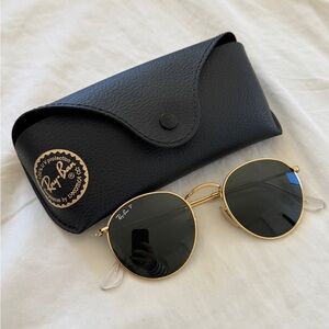 Ray-Ban Gold and Black Round Sunglasses